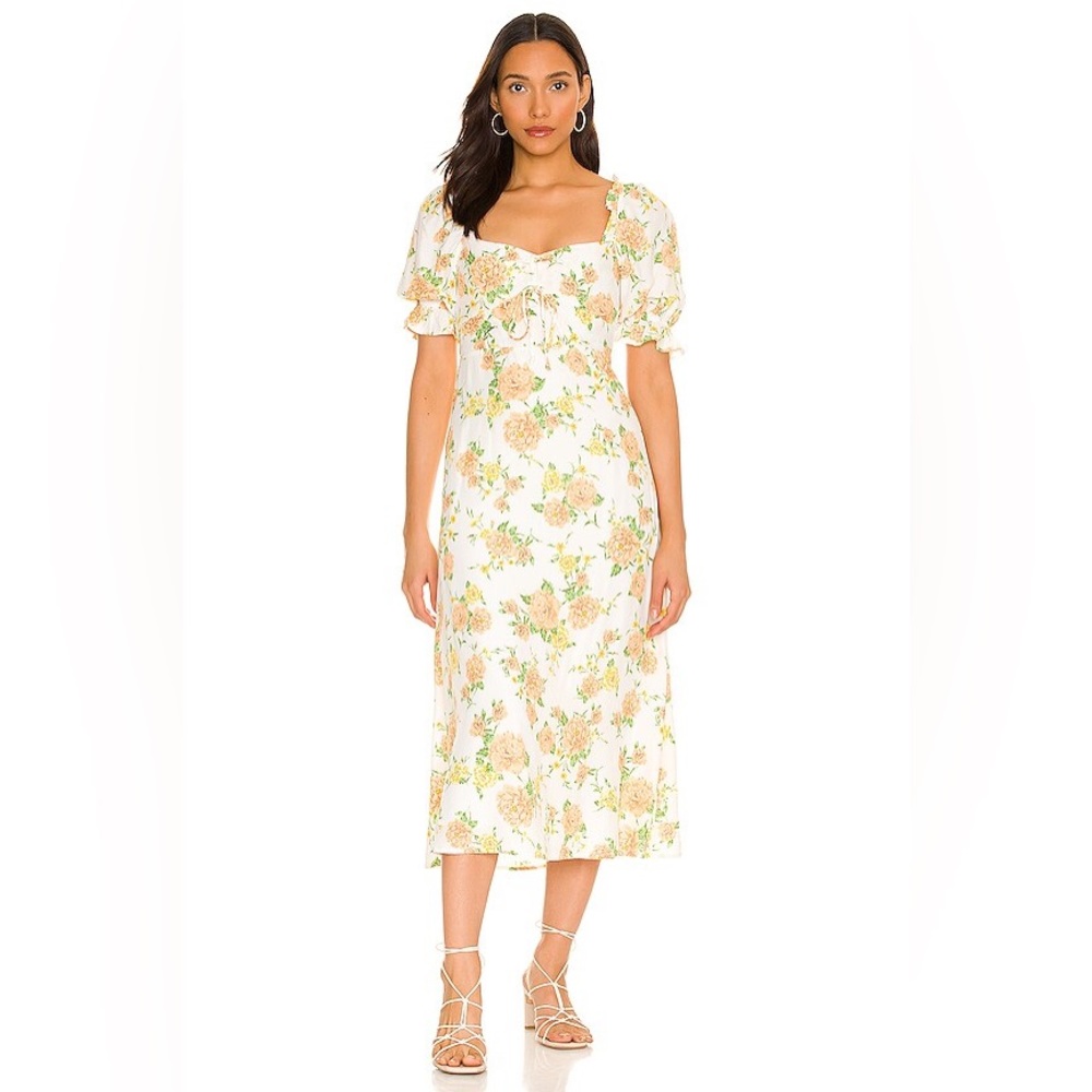 NWT FAITHFULL THE BRAND X REVOLVE Lennox Midi Dress in Velma Floral Peach